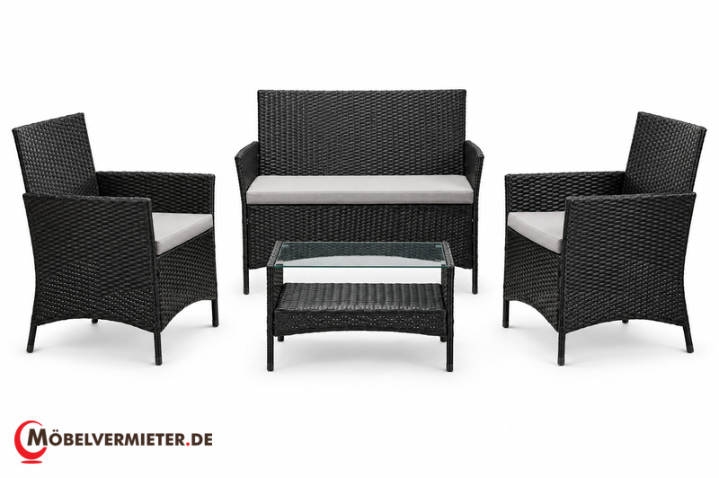 Rattangarnitur anthrazit, Outdoor